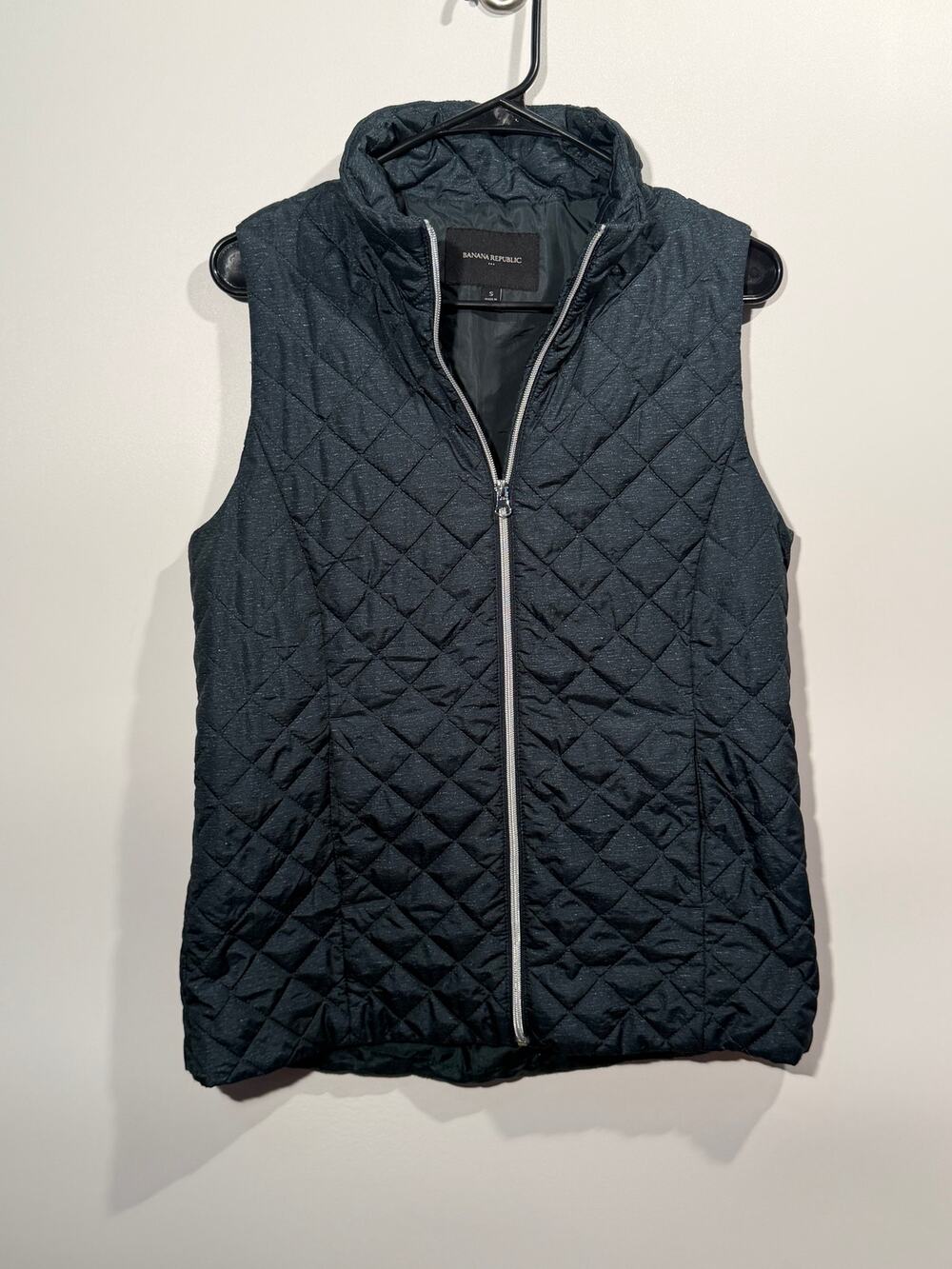 Banana republic Womens S Quilted Puffer Vest Forest Green